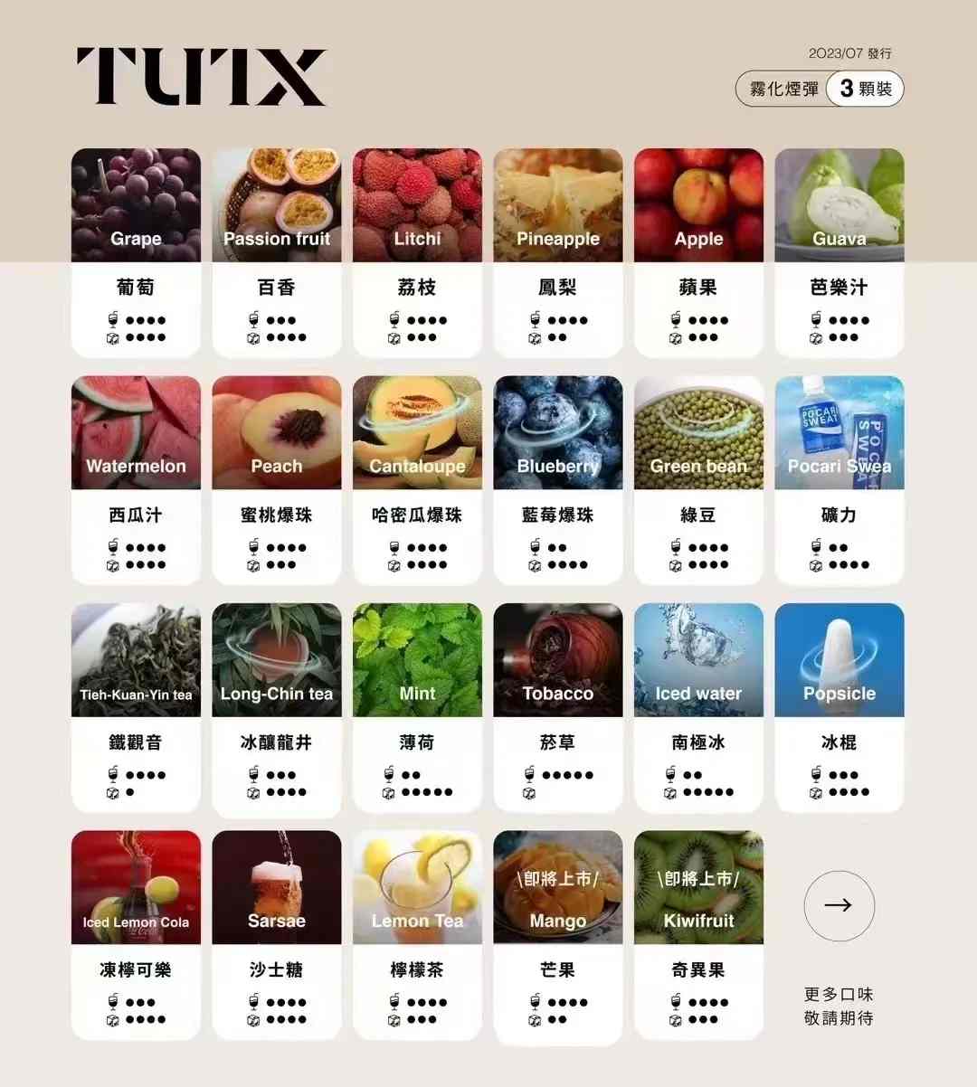 TUTX煙彈 一代通用 一盒三入 特點：